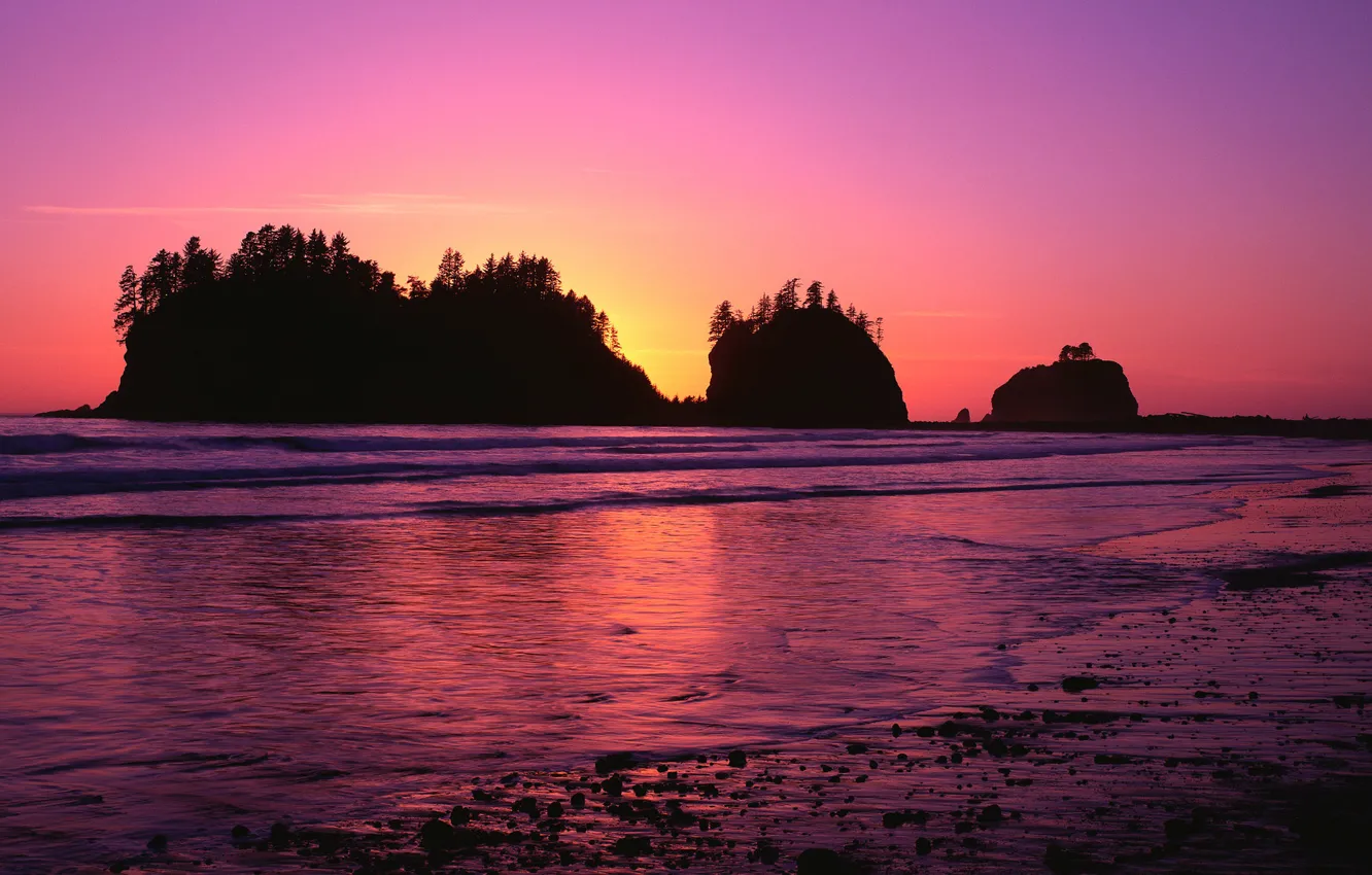 Photo wallpaper sea, the sky, landscape, rocks, shore, the evening