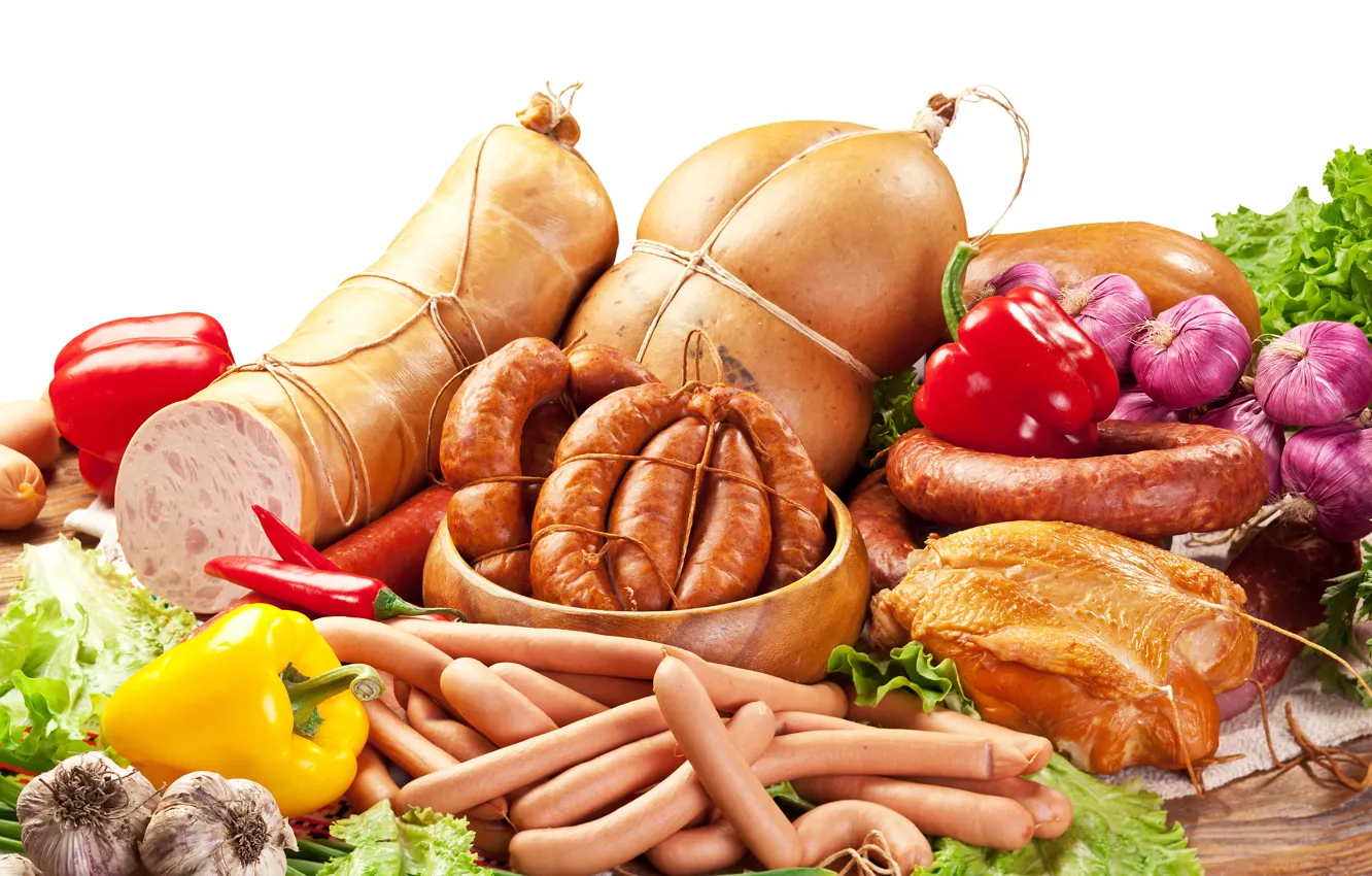 Photo wallpaper sausage, pepper, sausage, pepper, sausage