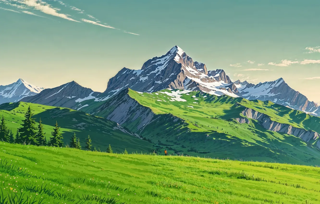 Photo wallpaper green, grass, beautiful, springtime, weather