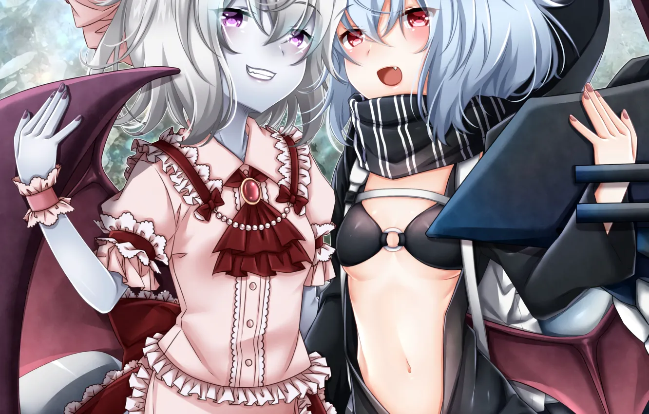 Photo wallpaper sexy, cleavage, thighhighs, touhou, dress, girls, boobs, anime