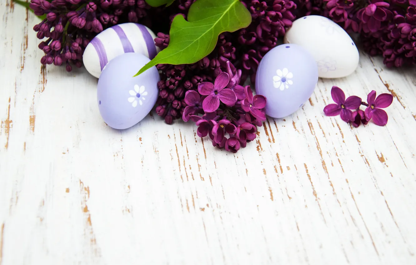 Photo wallpaper flowers, eggs, spring, colorful, Easter, wood, blossom, flowers