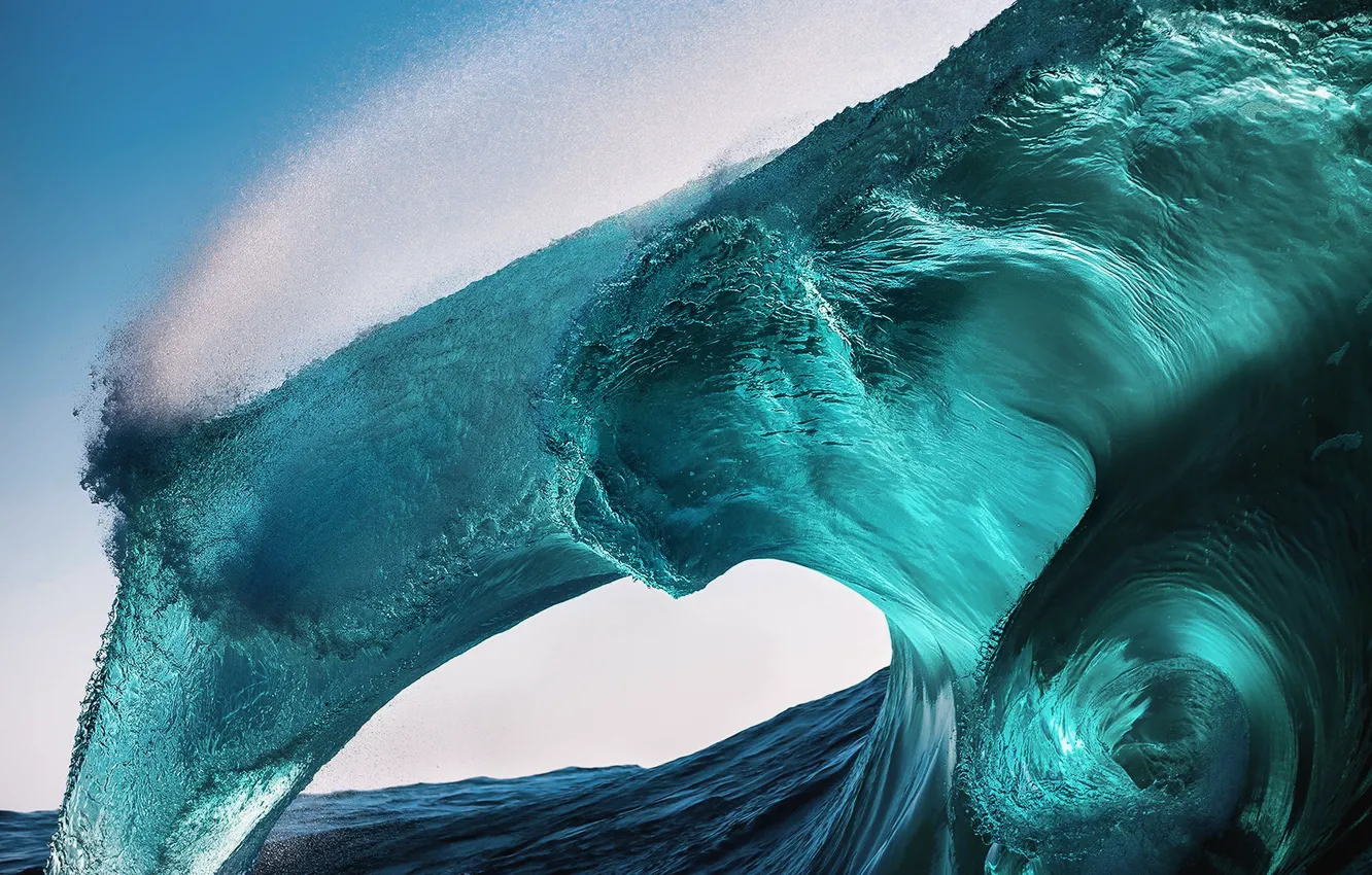 Photo wallpaper sea, wave, the sky, water, squirt, the ocean, wave