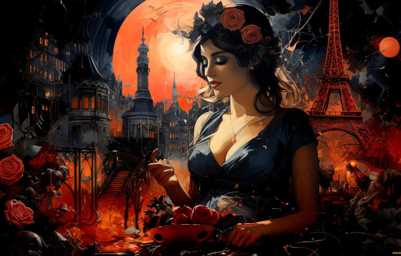 Photo wallpaper girl, woman, art, AI Art