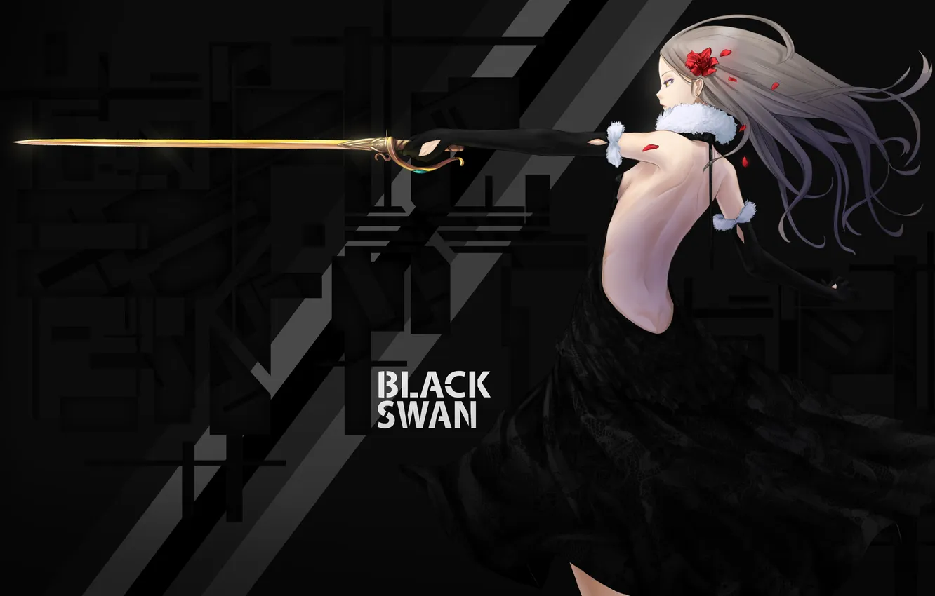 Photo wallpaper girl, flowers, weapons, petals, dress, gesture, art, trix