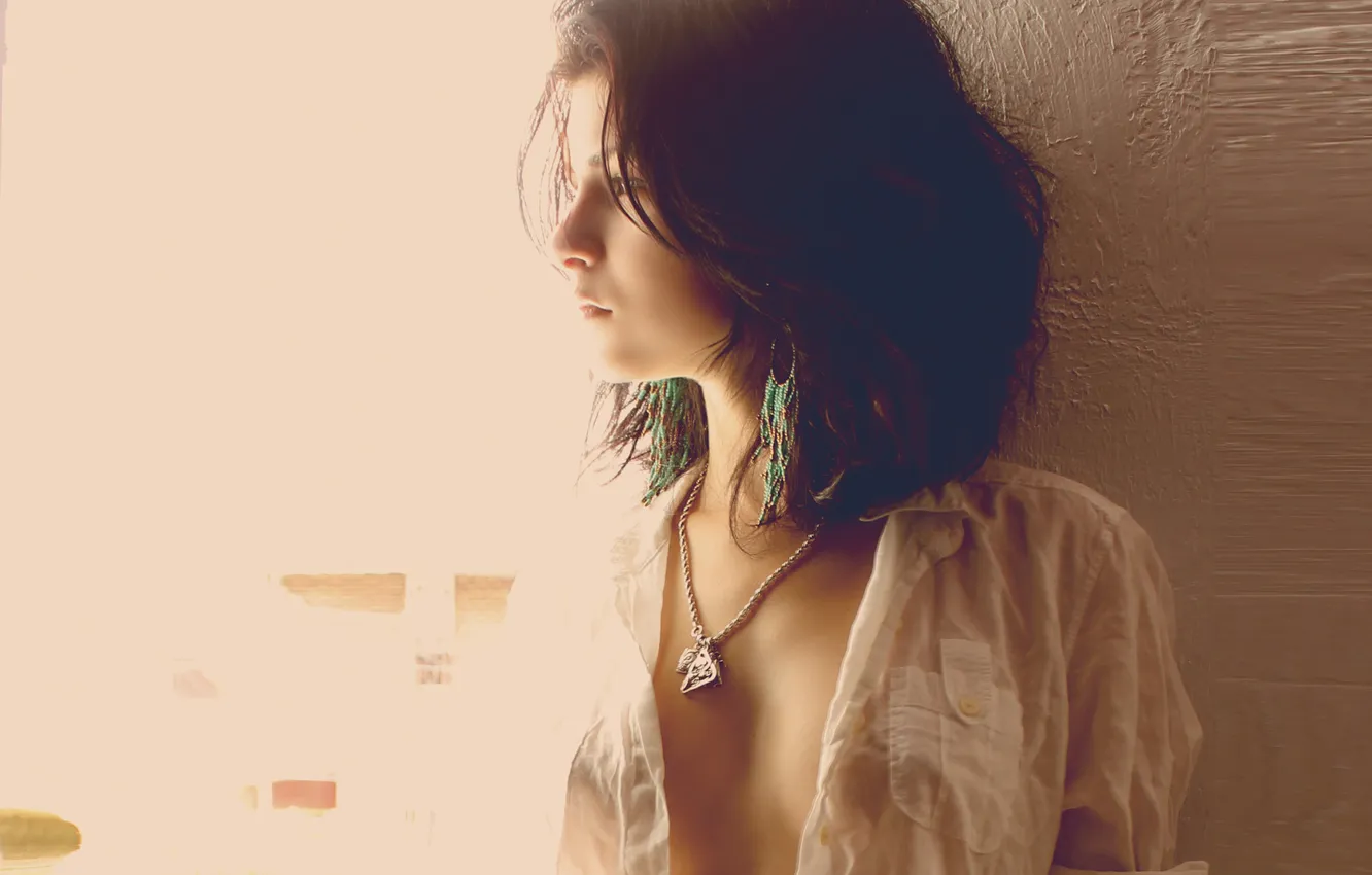 Photo wallpaper look, girl, portrait, profile