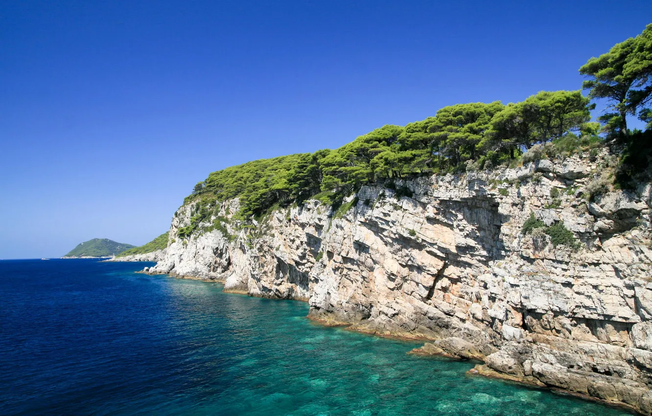 Photo wallpaper sea, summer, water, rocks, Croatia, Adriatic Sea, Croatian island