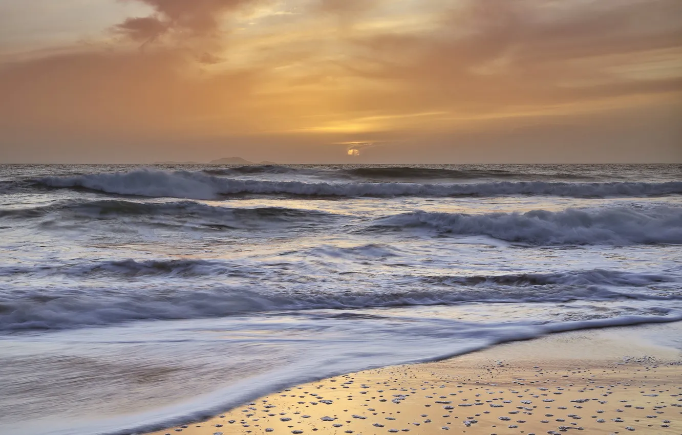 Photo wallpaper sea, landscape, sunset