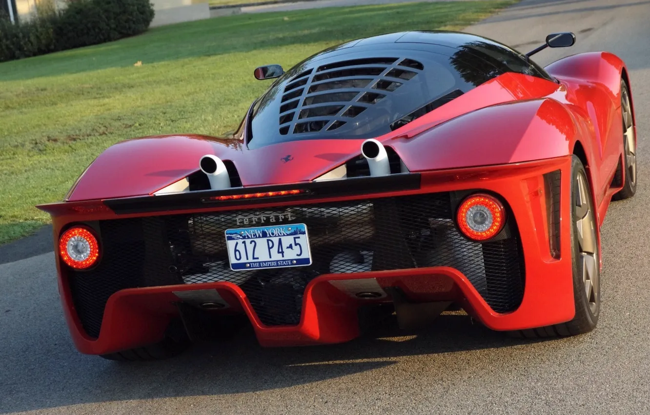 Photo wallpaper red, view, back, sports car