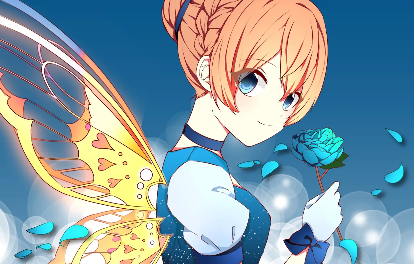 Photo wallpaper look, girl, butterfly, fairy, by 萌