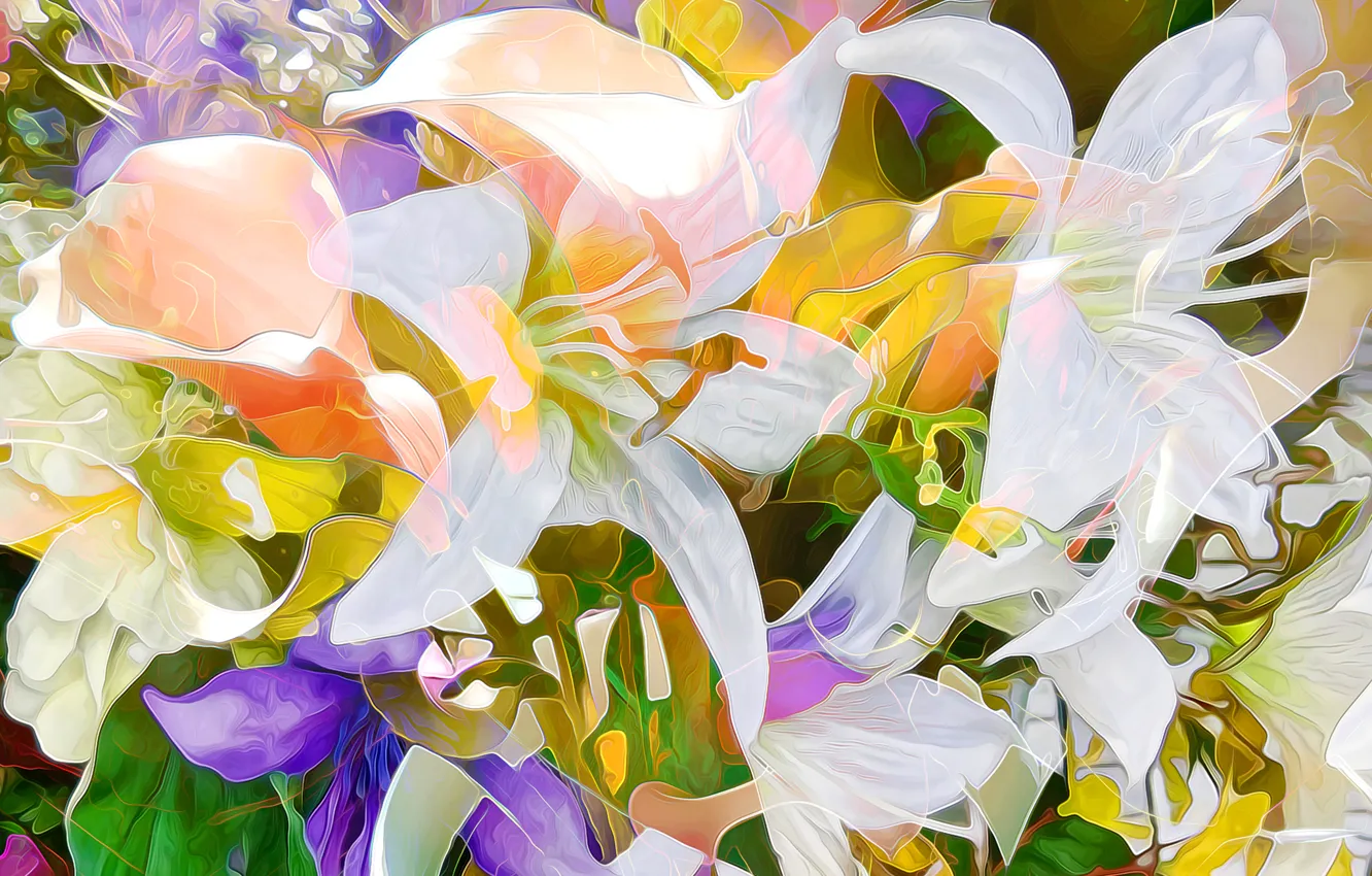 Photo wallpaper flowers, rendering, Lily, petals