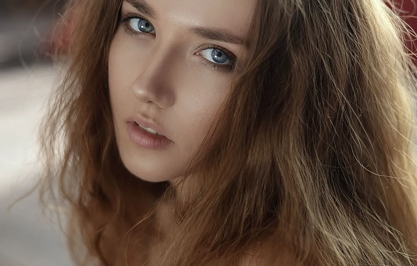 Photo wallpaper Girl, long hair, photo, blue eyes, model, lips, face, blonde