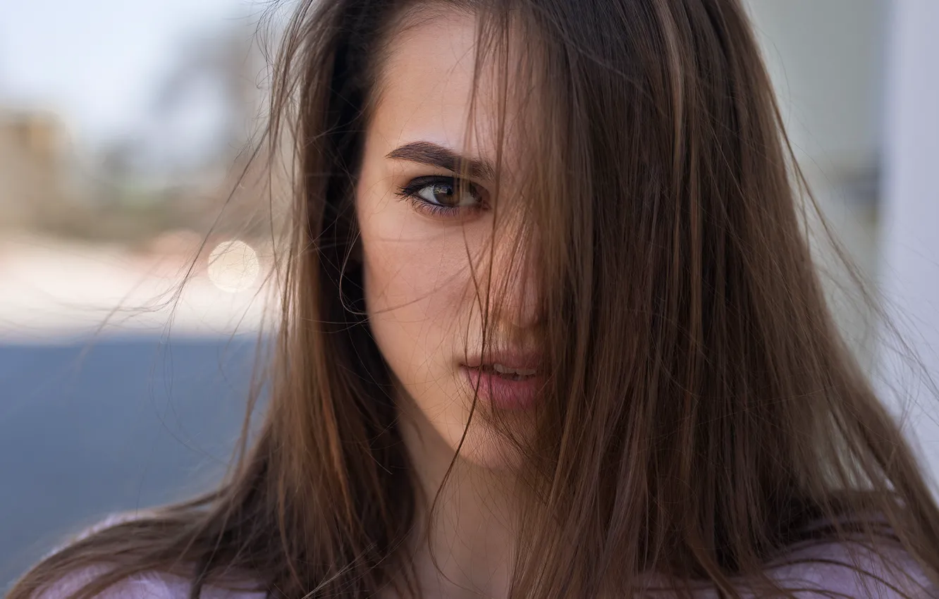 Photo wallpaper curls, brown-eyed, Dmitry Shulgin