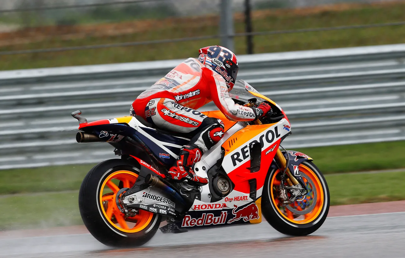 Photo wallpaper Honda, MotoGP, back, damp, HRC, Marcuez
