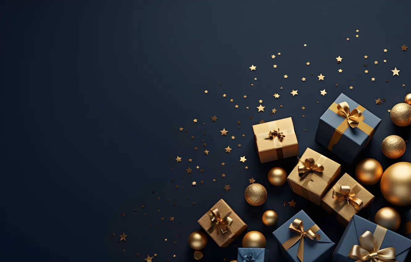 Photo wallpaper balls, the dark background, new year, texture, Christmas, blue background, Christmas decorations, Christmas decorations