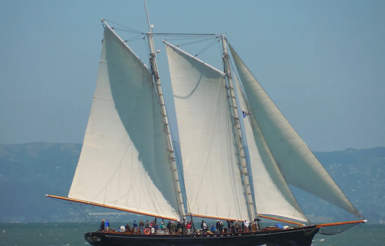 Photo wallpaper sea, sailboat, walk