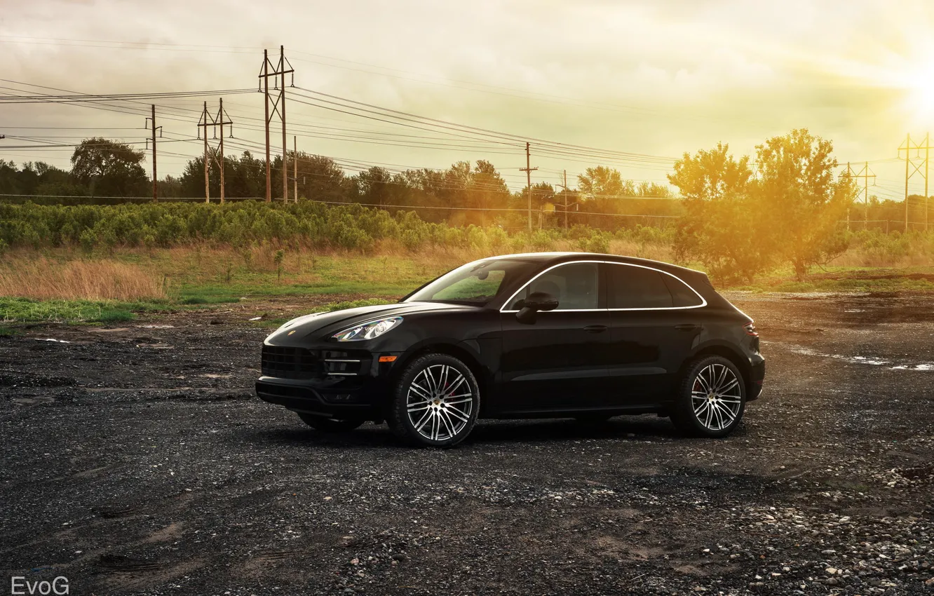 Photo wallpaper black, Porsche, Porsche, black, Turbo, turbo, Macan, makan