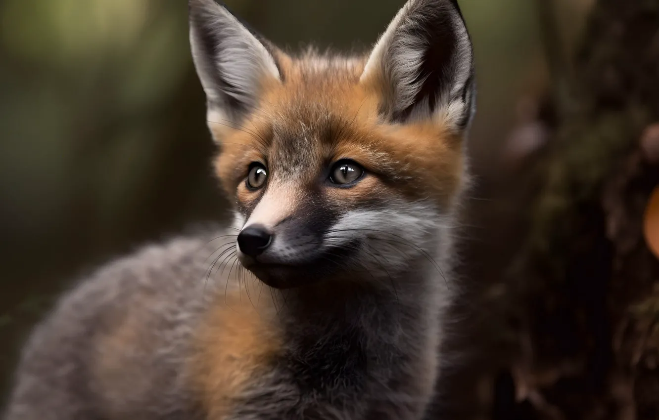 Photo wallpaper rendering, portrait, art, Fox, Fox, digital art, digital art, AI art