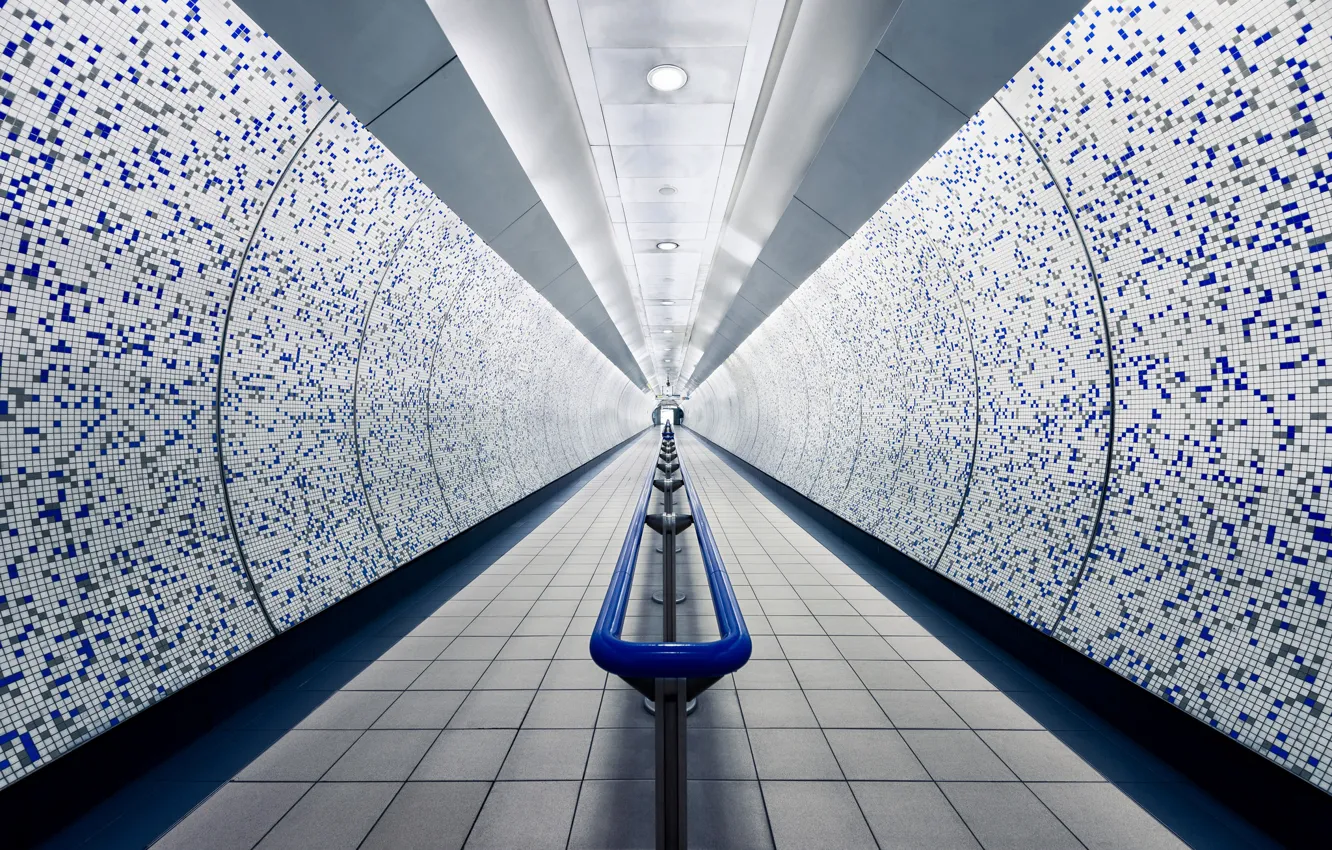 Photo wallpaper the tunnel, mosaic, handrail