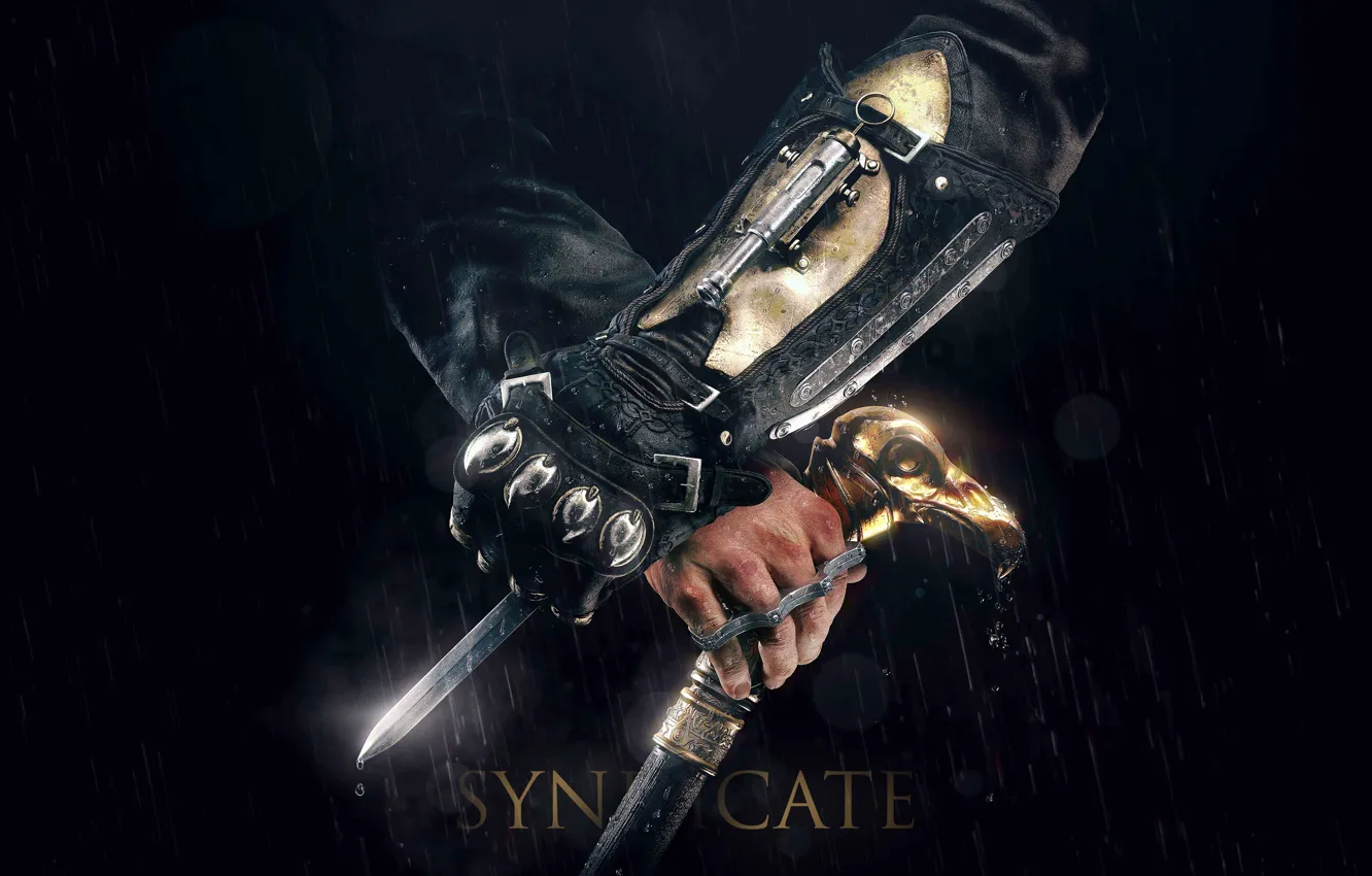 Photo wallpaper drops, rain, England, hero, gloves, Assassin's Creed, Assassin's Creed: Syndicate, Jacob Frye