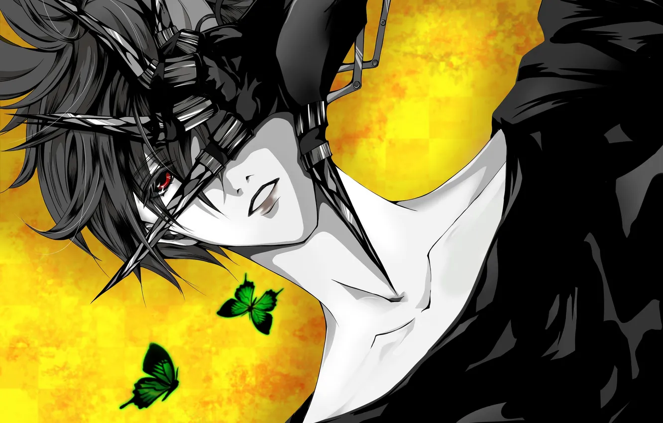 Photo wallpaper weapons, butterfly, anime, guy