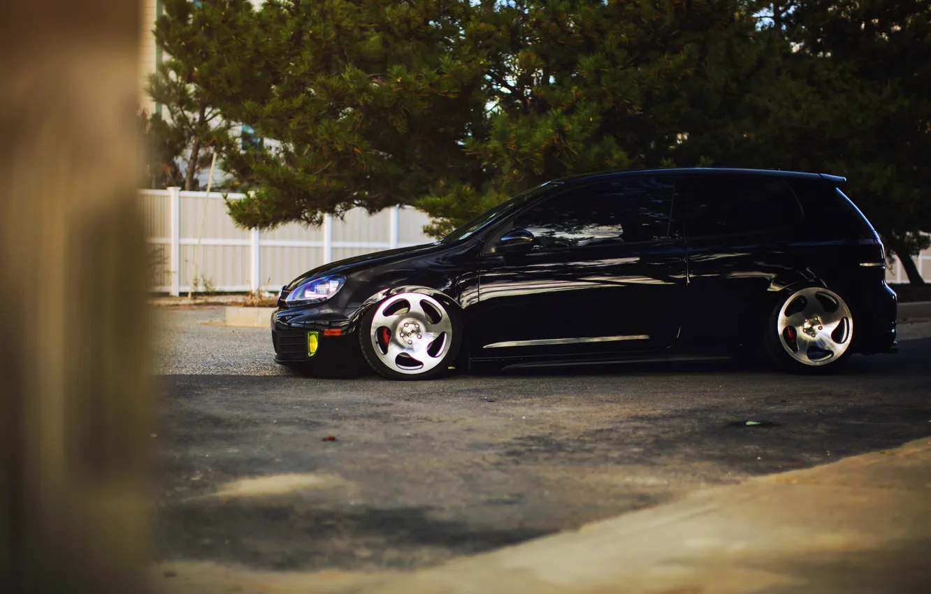 Photo wallpaper black, tuning, Volkswagen, profile, black, Golf, golf, Volkswagen