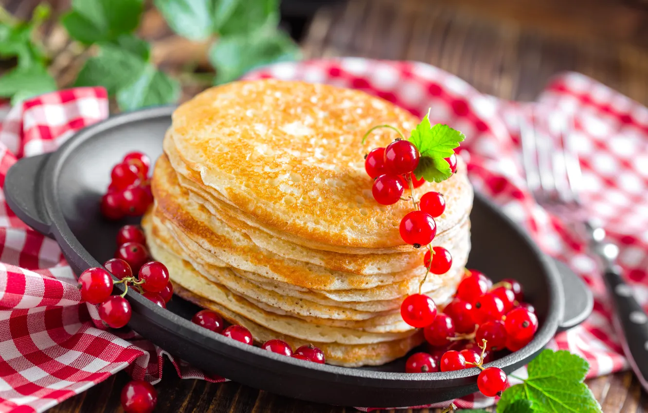 Photo wallpaper berries, pancakes, currants
