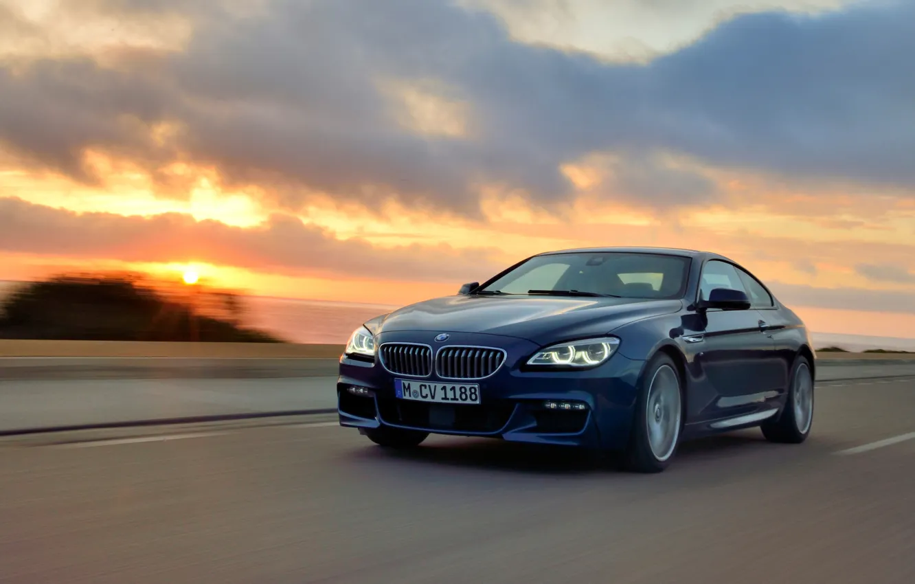 Photo wallpaper Sunset, BMW, Coupe, Package, The front, 650i, M Sport