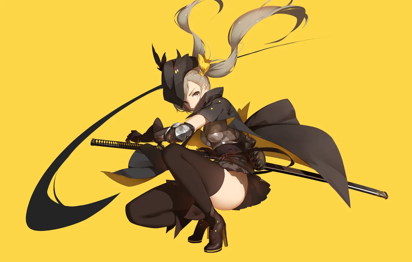 Photo wallpaper girl, weapons, background, sword, anime, art