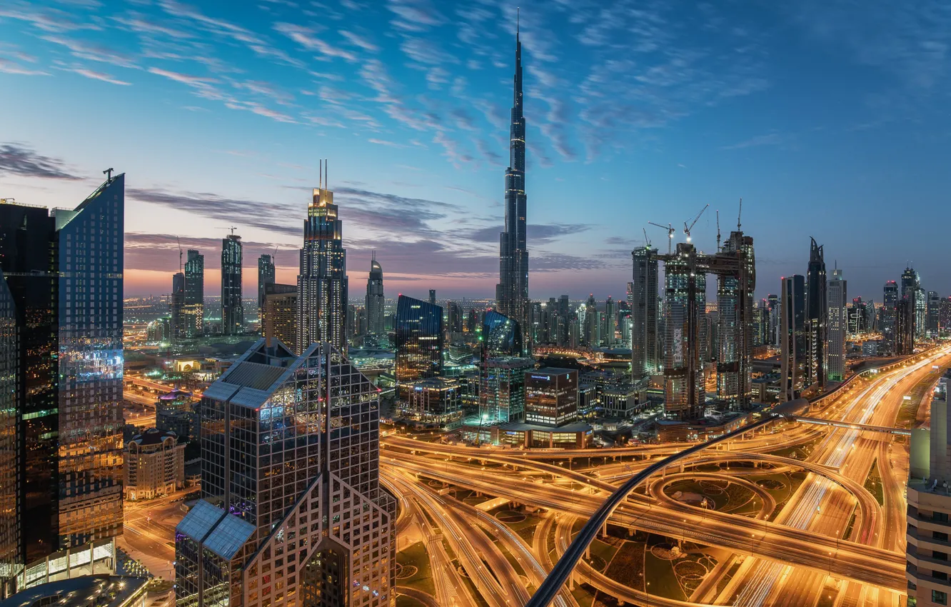 Photo wallpaper the sky, clouds, the city, lights, view, building, tower, height