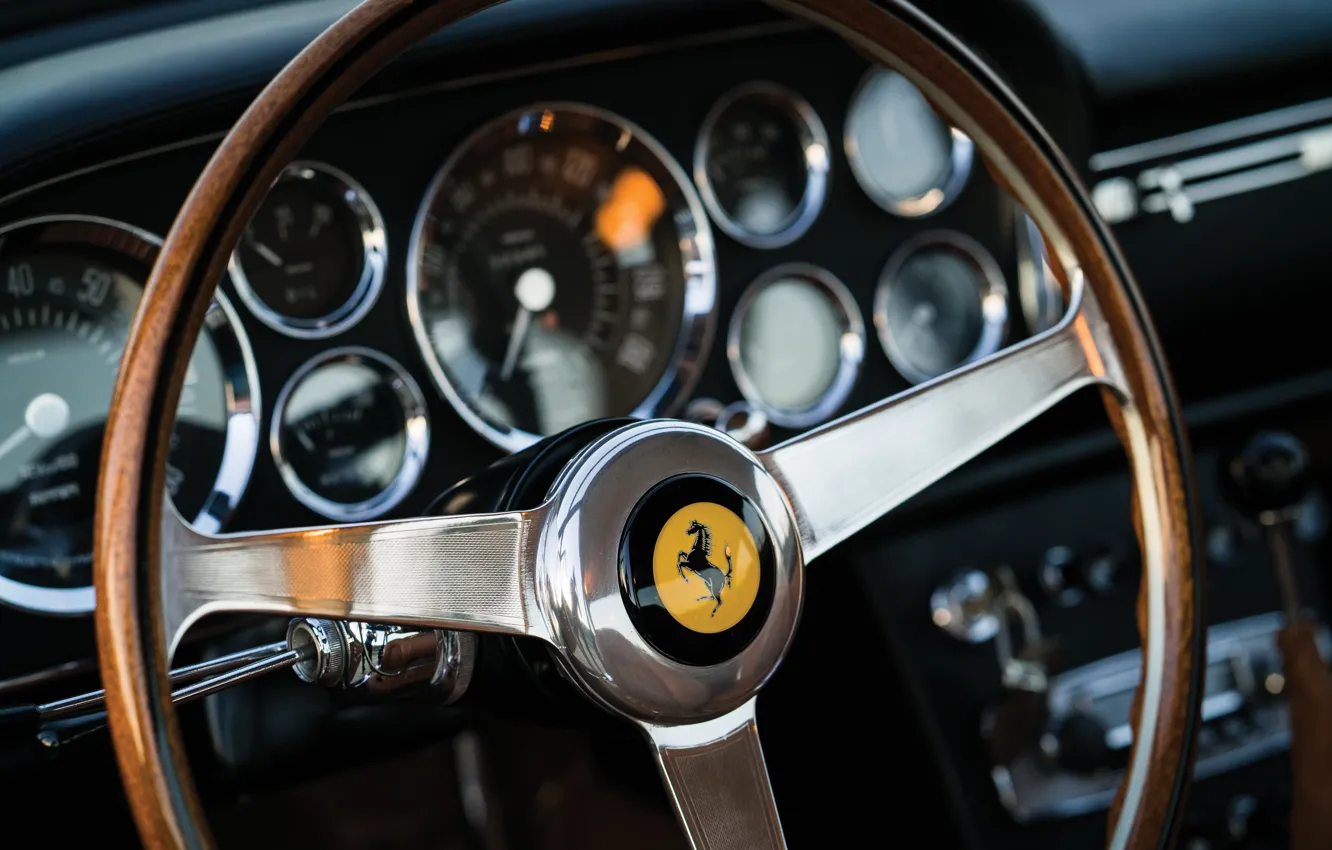 Photo wallpaper Salon, Speedometer, Ferrari, Classic, The wheel, Classic car, Icon, Ferrari 400 Superamerica