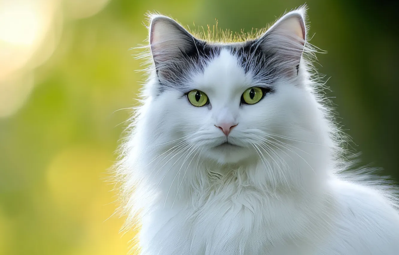 Photo wallpaper cat, cat, look, pose, face, AI art, neural network