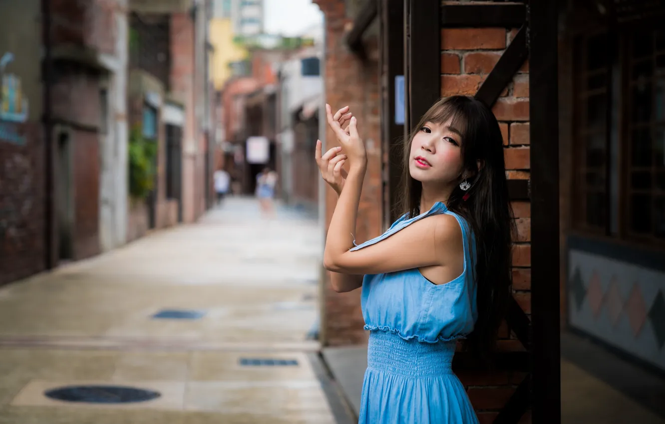 Photo wallpaper pose, hands, Asian, street, bokeh