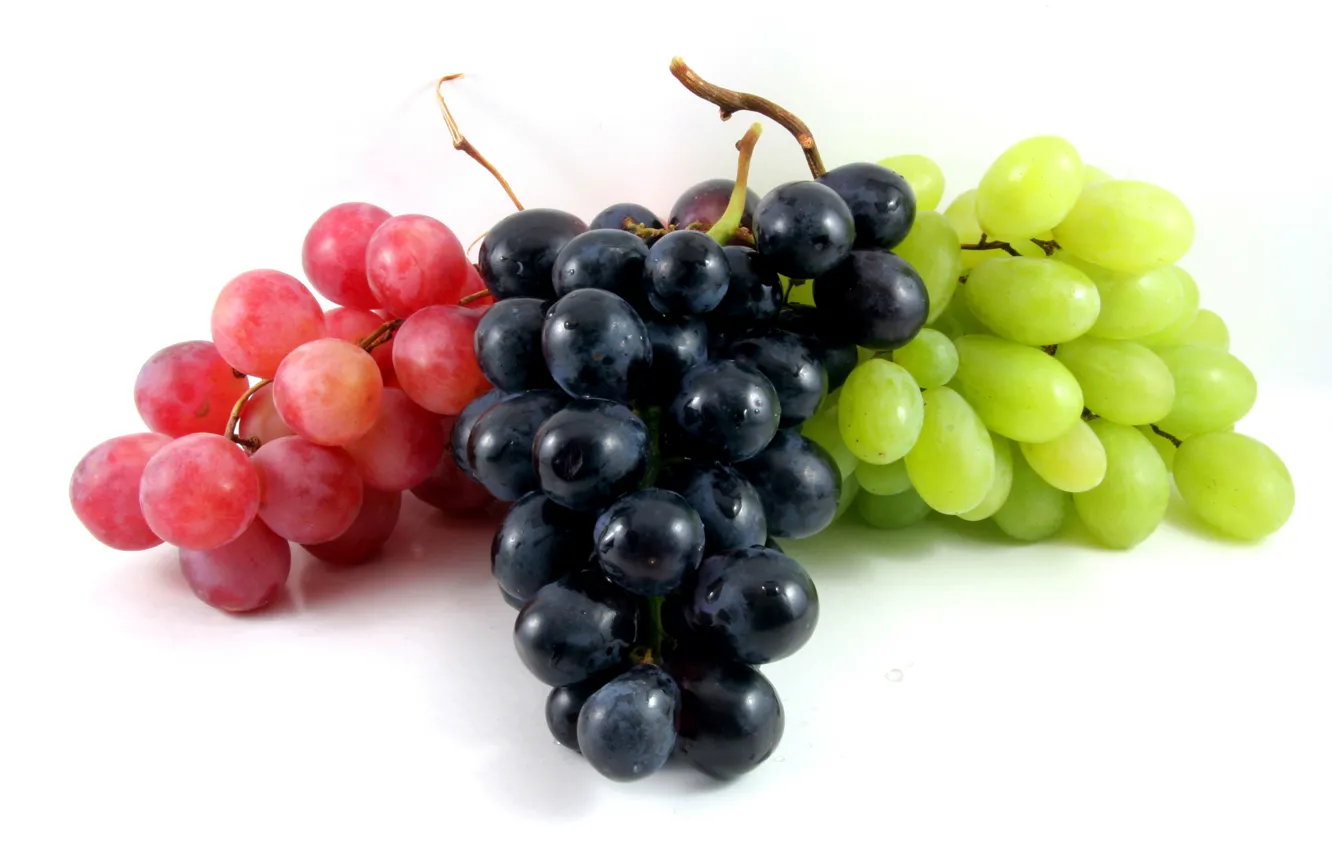 Photo wallpaper grapes, white background, fruit
