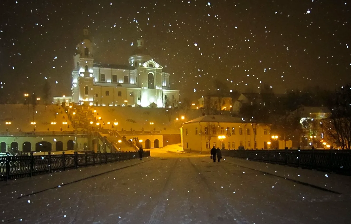 Photo wallpaper Dmitry Kuznetsov, Vitebsk, Svyato-Uspensky Cathedral, Winter evening