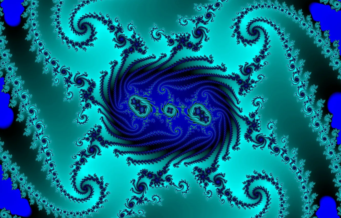 Photo wallpaper blue, background, curls, fractal