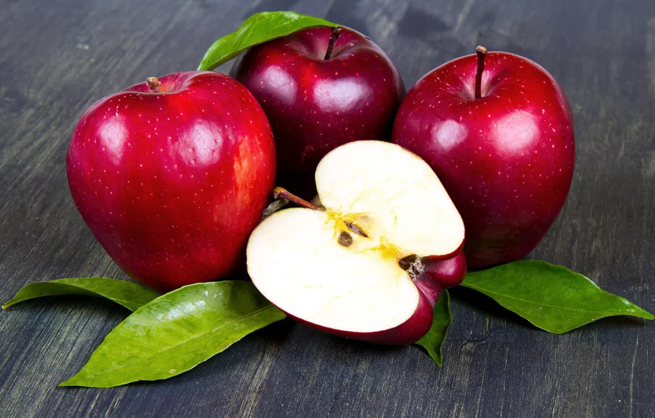 Photo wallpaper apples, red, half
