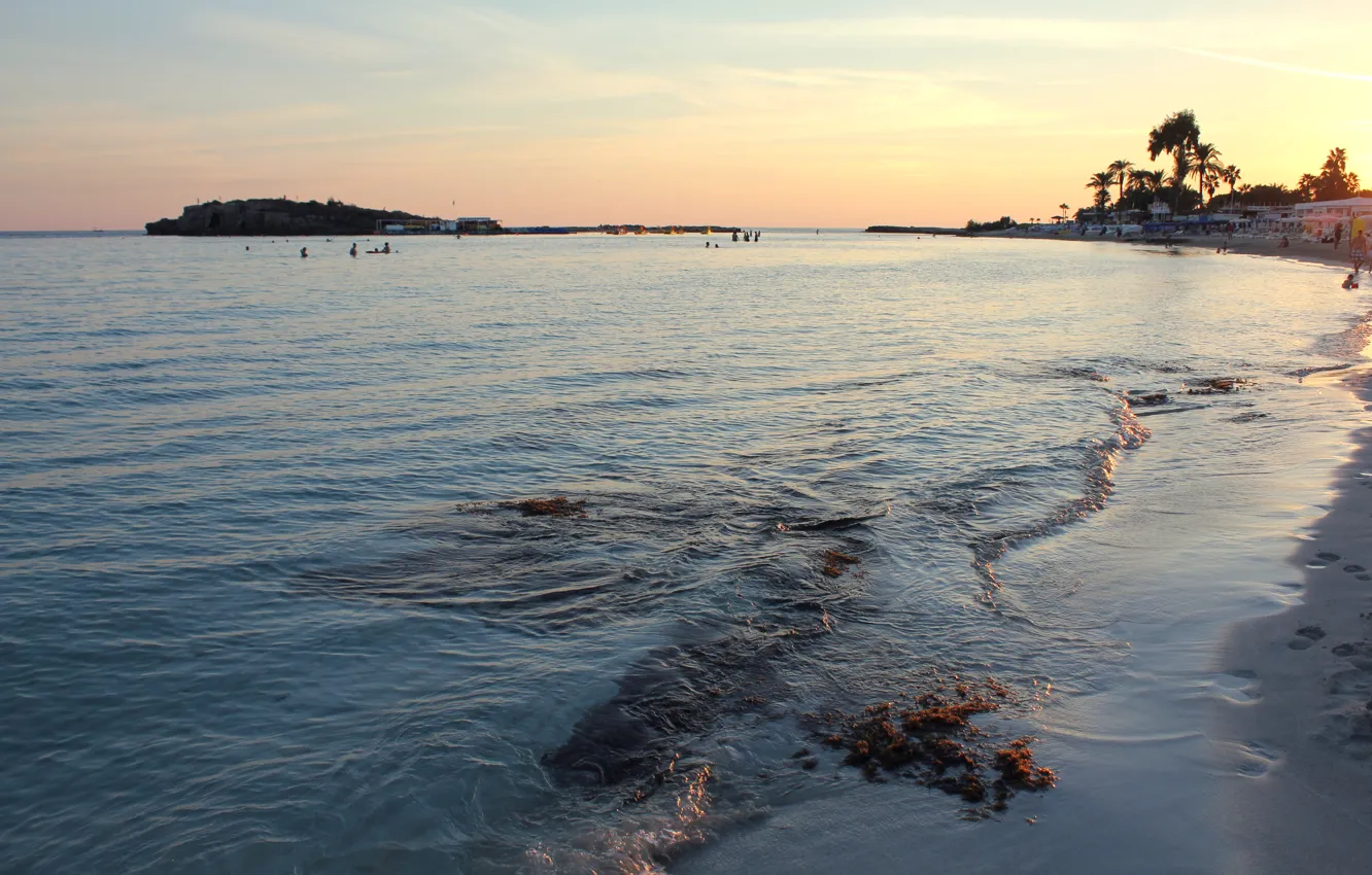 Photo wallpaper sea, beach, sunset, island, the evening, sea, sunset, island