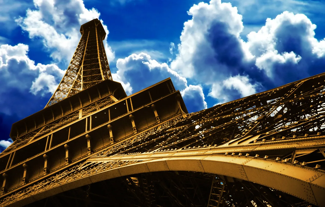 Photo wallpaper the sky, Paris, day, Eiffel tower