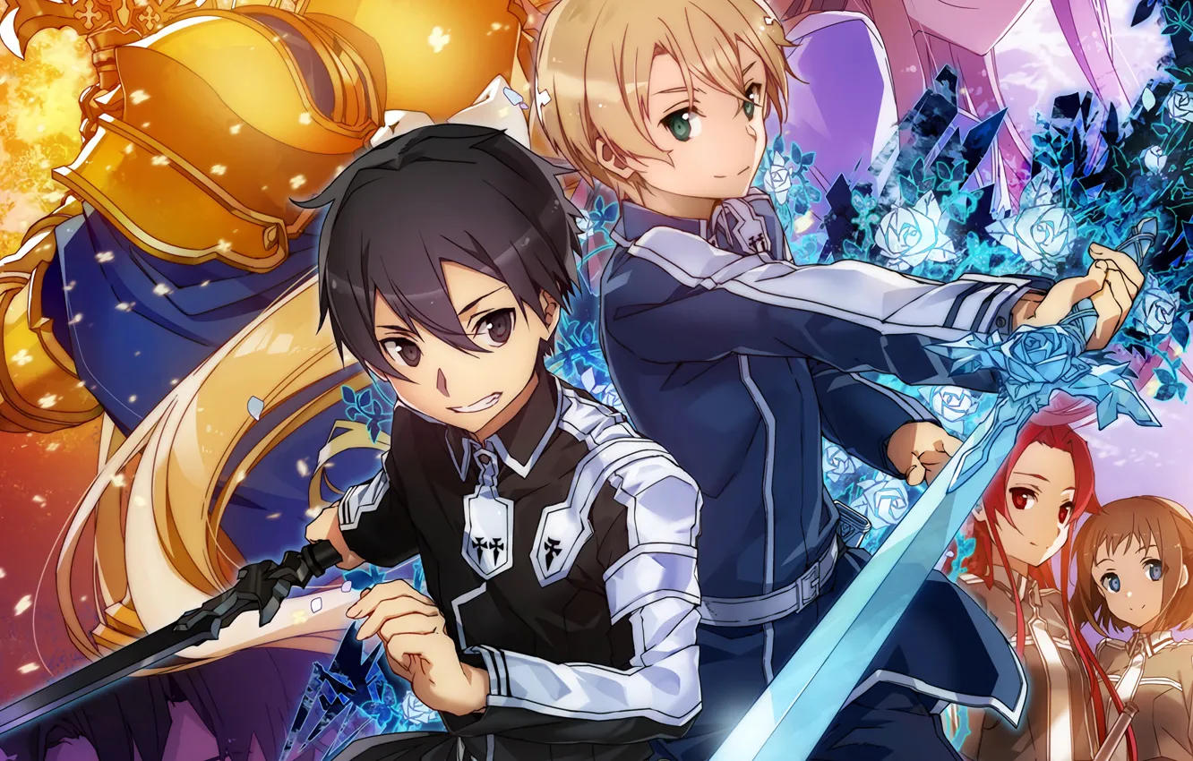 Photo wallpaper anime, art, guy, sword art online, sword art online