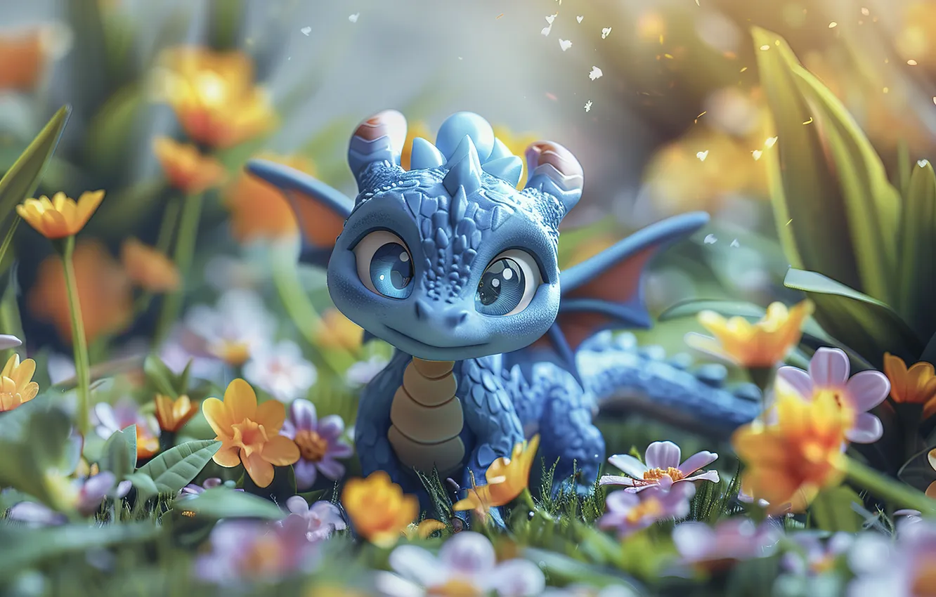 Photo wallpaper look, pose, dragon, fantasy, cub, face, dragon, cartoon