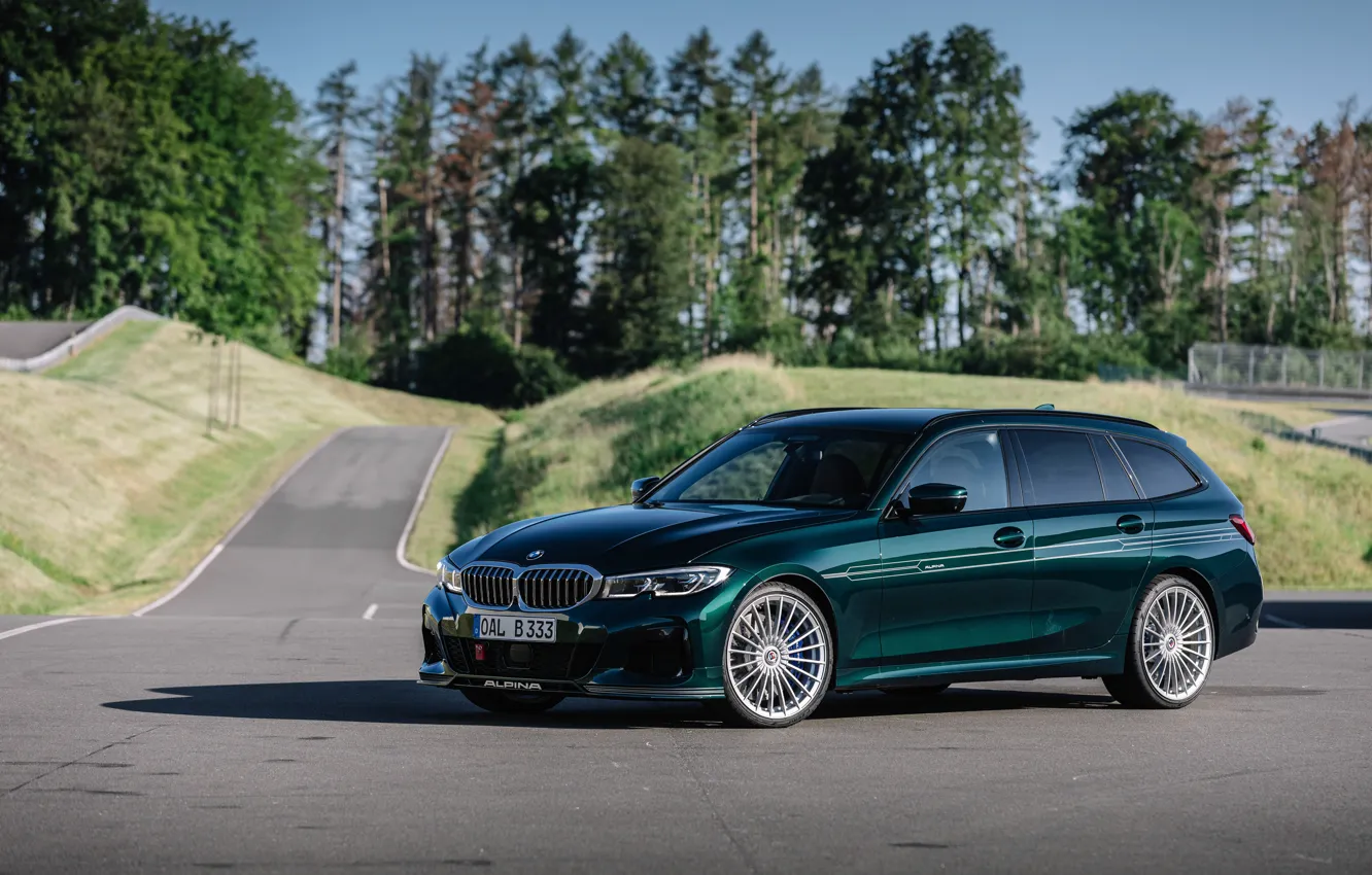 Photo wallpaper green, BMW, Front, Touring, Alpina, All-wheel drive, Alpina B3