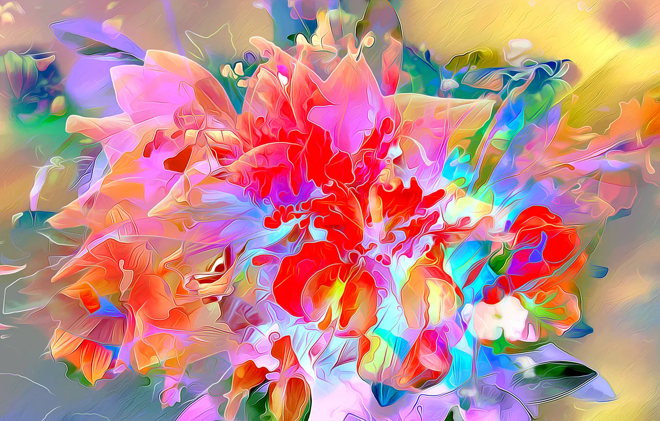 Photo wallpaper flowers, nature, rendering, bouquet, petals
