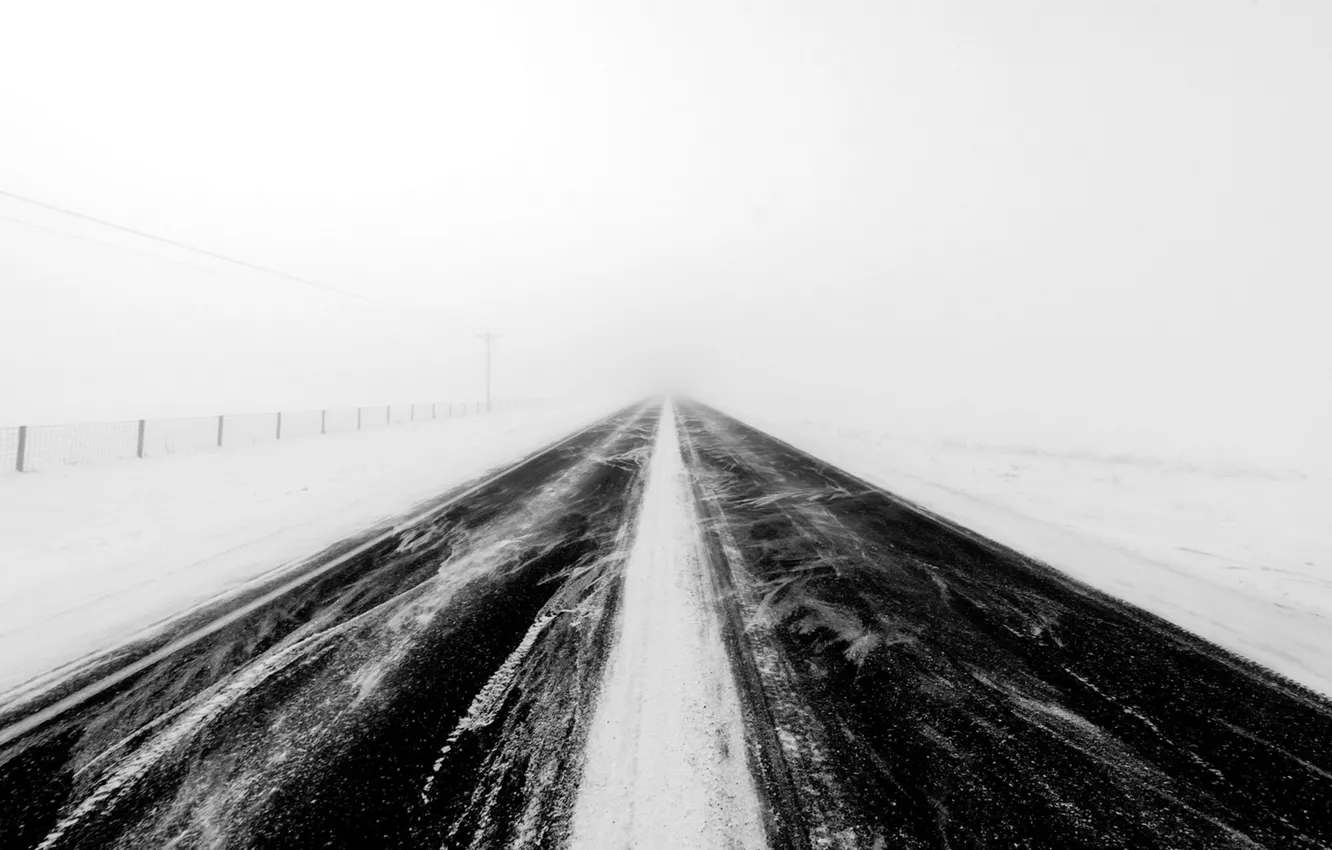 Photo wallpaper road, snow, Blizzard
