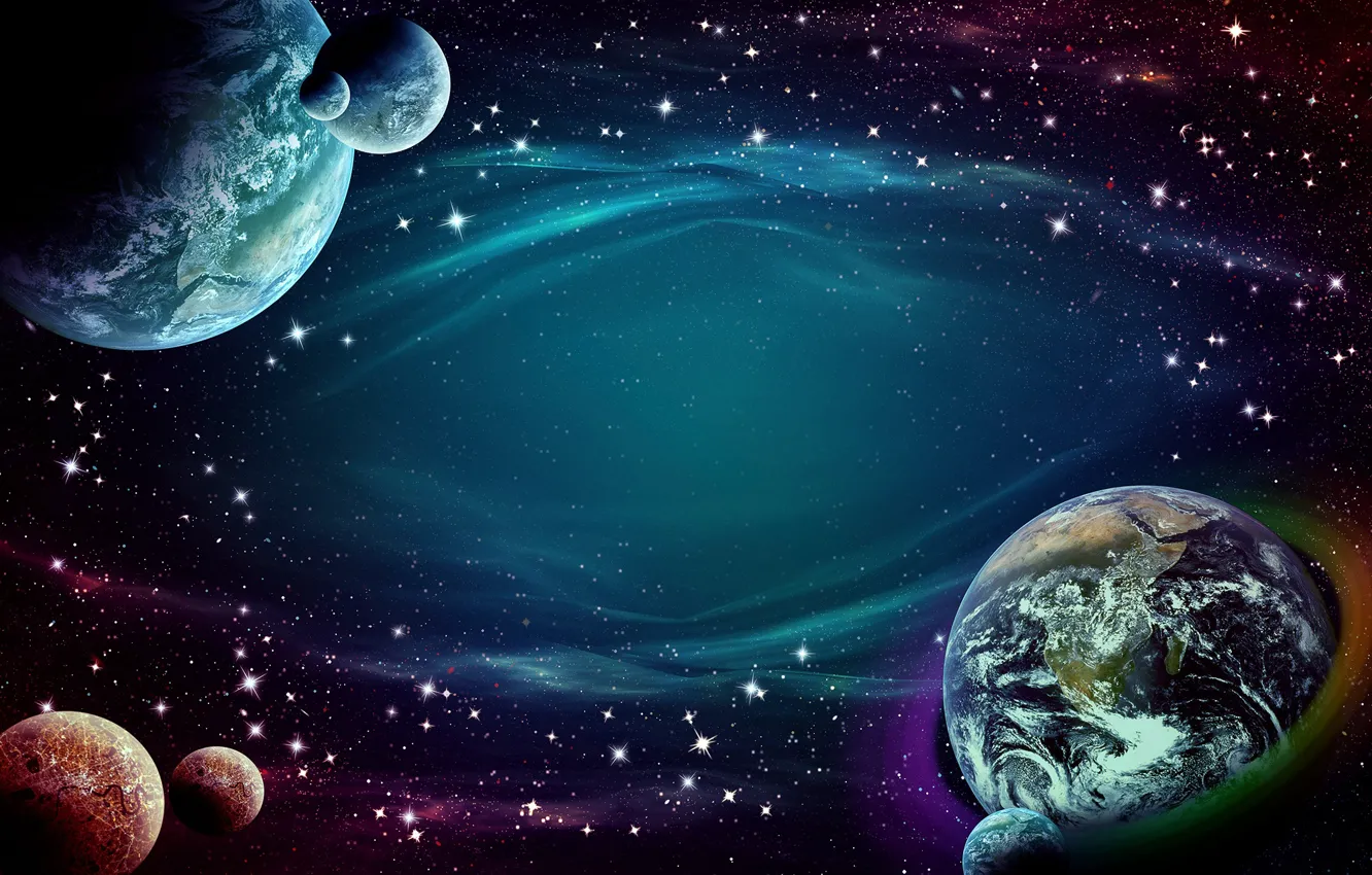 Photo wallpaper space, stars, planet