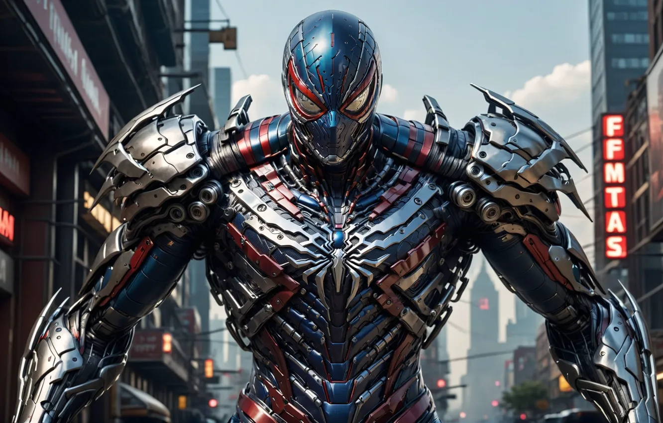 Photo wallpaper robot, spider, spider-man, spider robot, AI ART