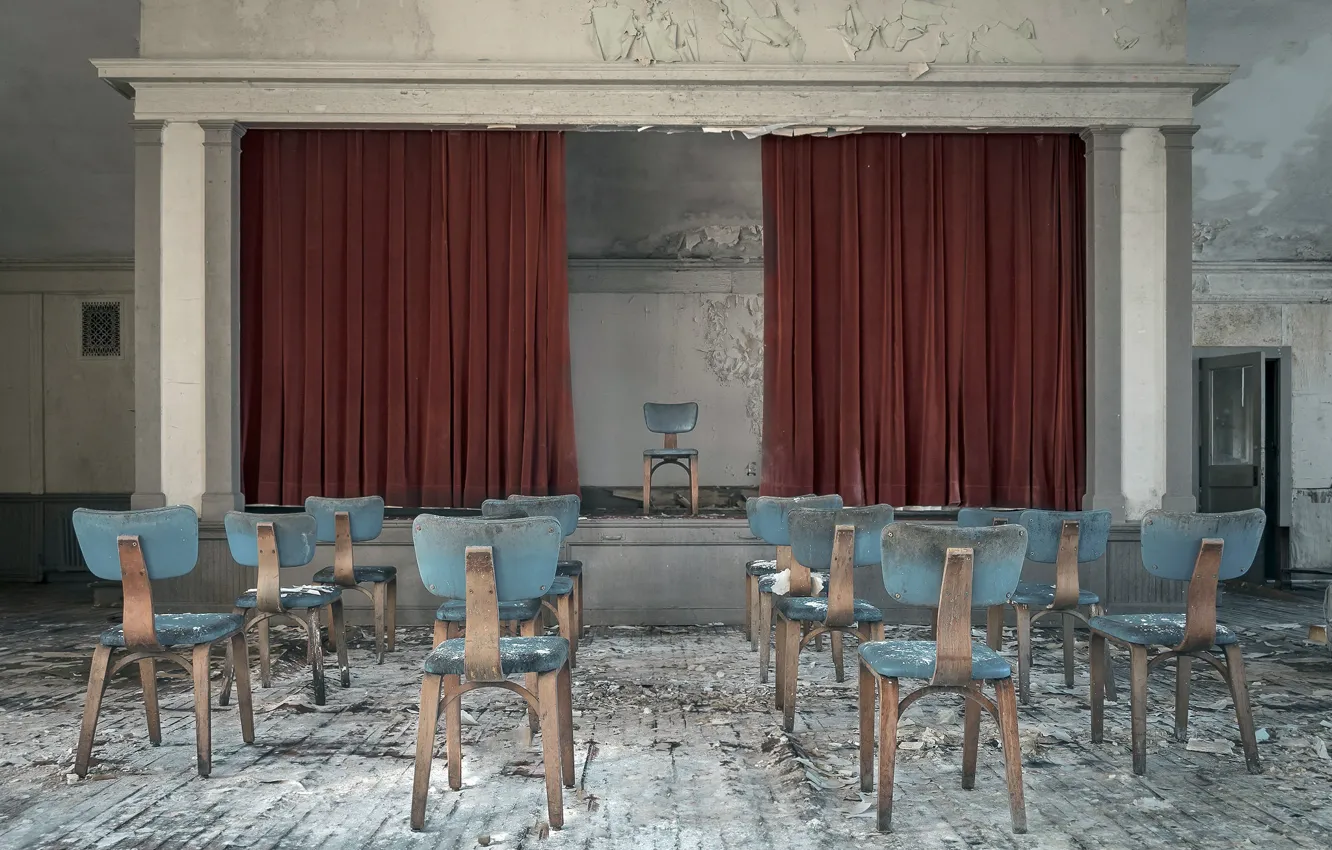 Photo wallpaper scene, chairs, hall
