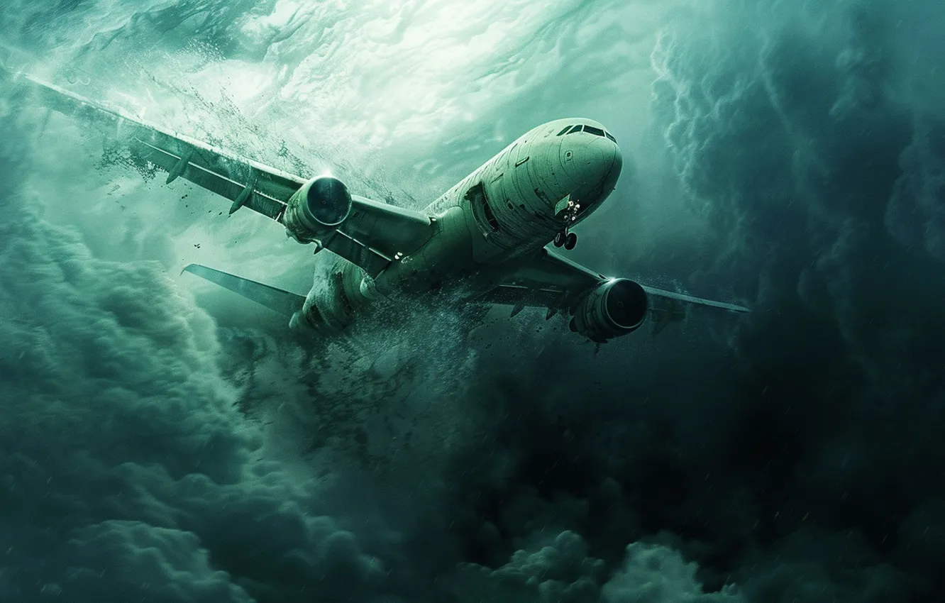 Photo wallpaper water, the plane, AI art, The Art of Artificial Intelligence, The Bermuda Triangle, A paranormal …