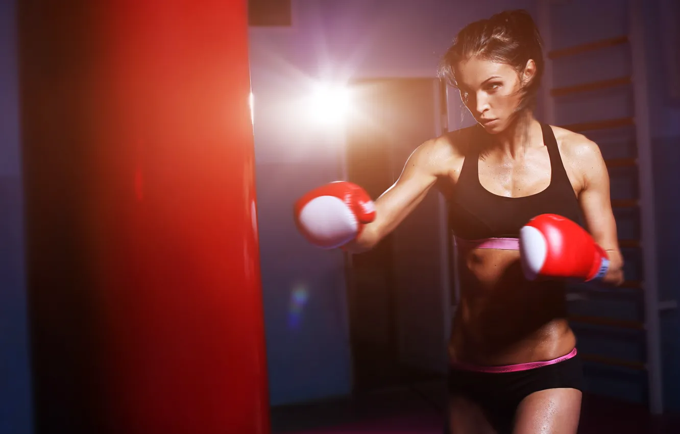 Photo wallpaper woman, boxing, workout
