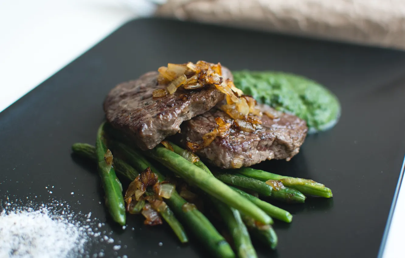Photo wallpaper food, sauce, asparagus, chop