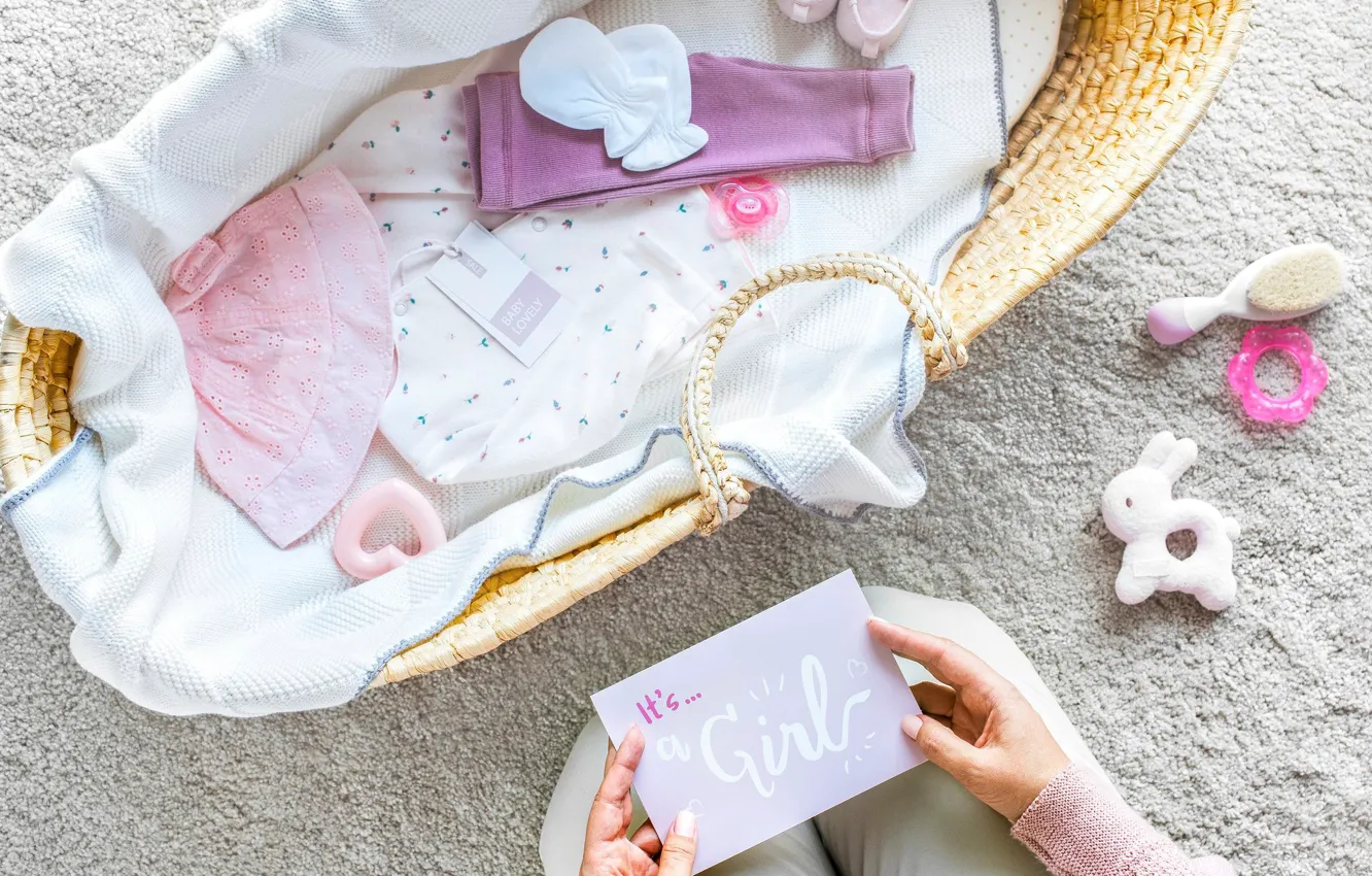 Photo wallpaper the inscription, toy, card, cradle